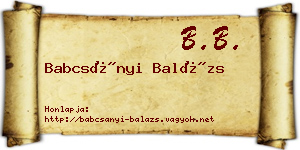 Babcsányi Balázs névjegykártya